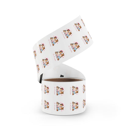Round Dog Sticker Roll — "Je t'aime" Collie Couple Labels (Valentine, Pet Gifts)